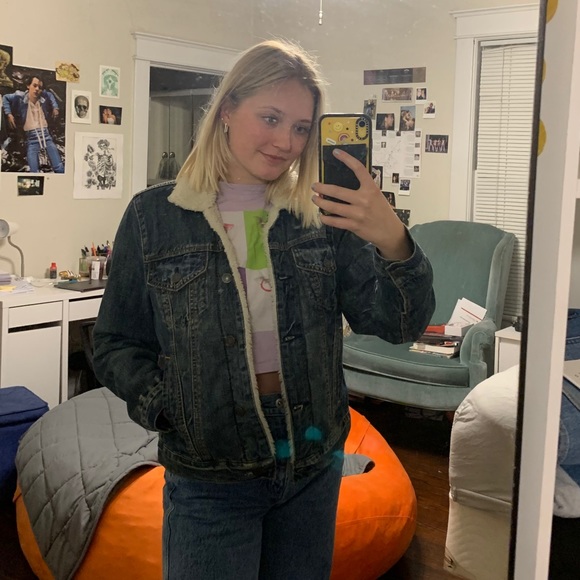 Abercrombie fuzzy jean jacket